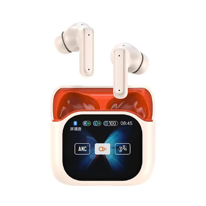 CLAMADO LED full color touch screen Bluetooth headset in-ear Exquisite Comfortable Earpads Deep Bass Bt Headphones Wireless TWS Earbuds ANC Active Noise Cancellation Earphone