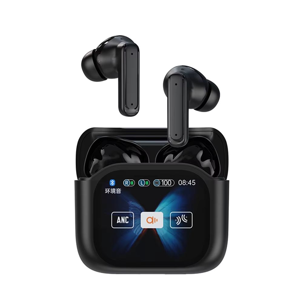 CLAMADO LED full color touch screen Bluetooth headset in-ear Exquisite Comfortable Earpads Deep Bass Bt Headphones Wireless TWS Earbuds ANC Active Noise Cancellation Earphone