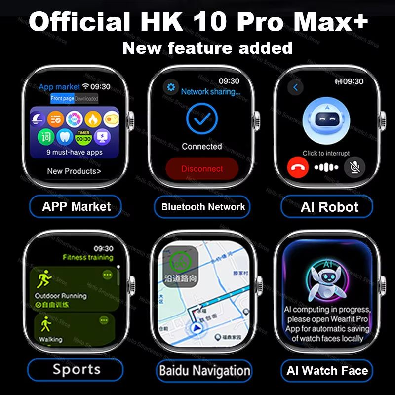 CLAMADO HK10 ULTRA3 Smart Watch Series 10 ChatGPT 1GB ROM AI Watch Face BT Call Games Music Compass Sports Smartwatch Men Women