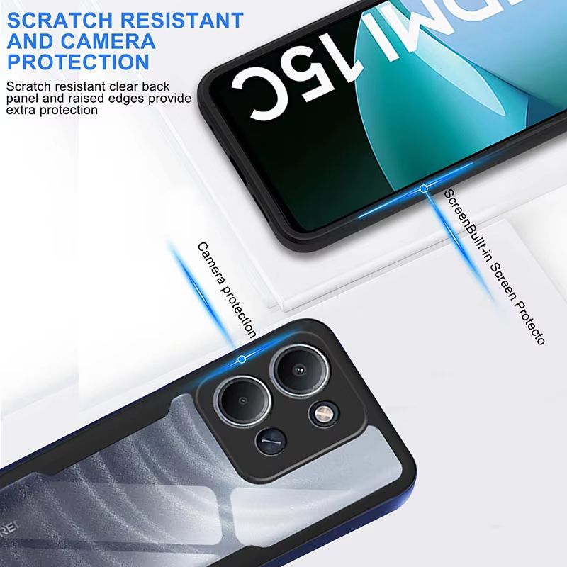 360 Full Body Shockproof Phone Case For Xiaomi Redmi 15C 14C 13C 12C 10C 9C 8A Dual Layer PC Hard Hybird Clear Cover Coque
