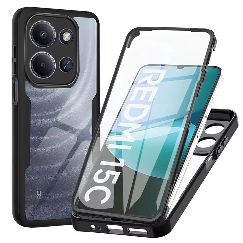 360 Full Body Shockproof Phone Case For Xiaomi Redmi 15C 14C 13C 12C 10C 9C 8A Dual Layer PC Hard Hybird Clear Cover Coque