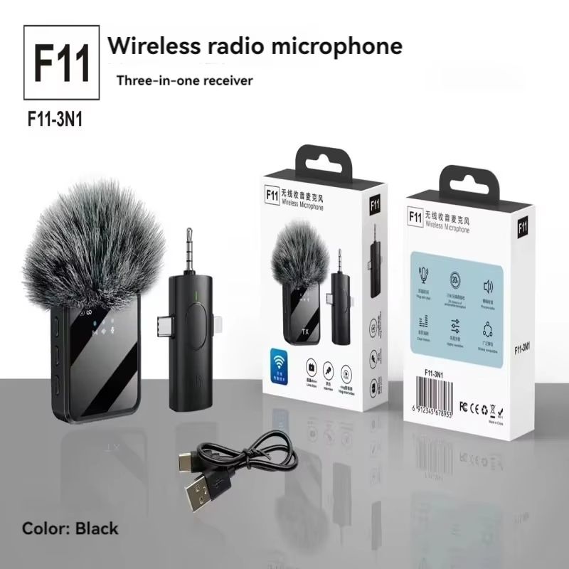 3in1 Wireless Lavalier Microphone for Camera,iPhone,Android,Microphone for Video Recording Recording Podcast Noise Reduction Mic