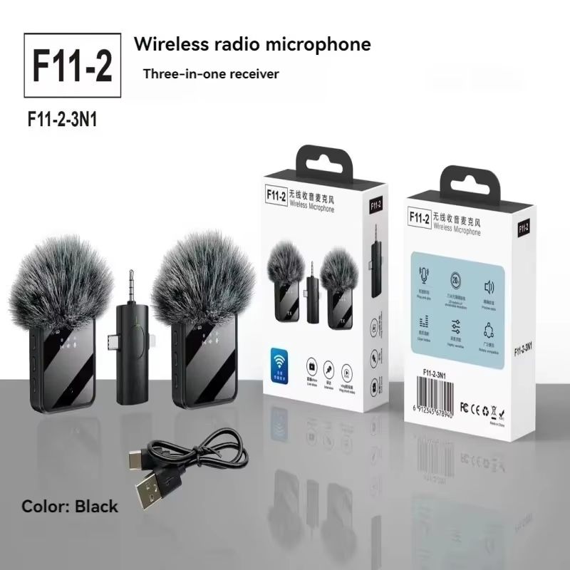 3in1 Wireless Lavalier Microphone for Camera,iPhone,Android,Microphone for Video Recording Recording Podcast Noise Reduction Mic