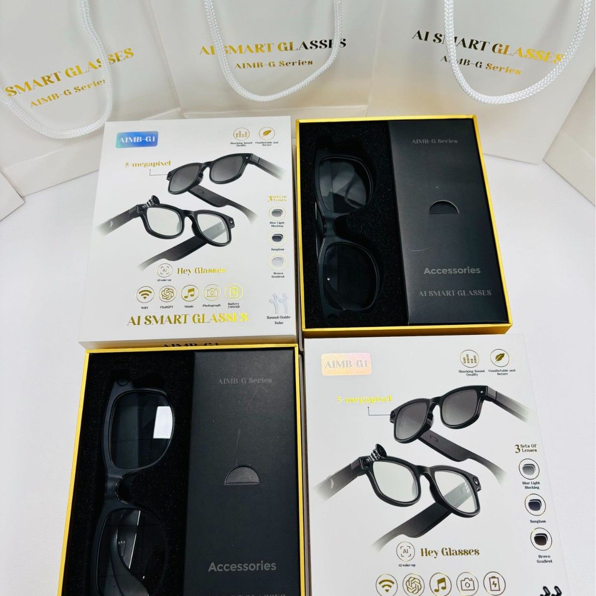 AI Smart Glasses With 1080P Video Sport Sunglasses Bluetooth Call Voice Assistant Music Player Smart Glasse For Men Women