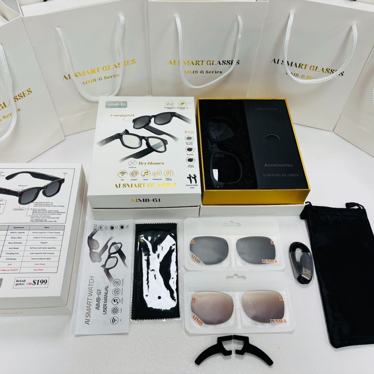 AI Smart Glasses With 1080P Video Sport Sunglasses Bluetooth Call Voice Assistant Music Player Smart Glasse For Men Women