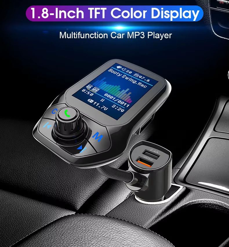 Car MP3 Music Player Bluetooth 5.0 receiver FM transmitter Dual USB QC3.0 Charger U disk / TF Card lossless Music