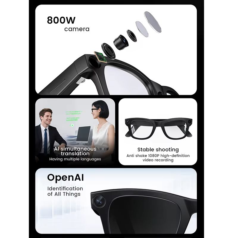Smart Glasses HD Photo Video OpenAI Record Translation Touch Photochromic Lenses Bluetooth Call Music Multifunction Glasses e02c