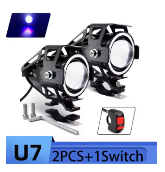 U7 LED Auxiliary Bright Motorcycle Angel Eyes Headlight Universal Moto Auxiliary Mini LED Driving Lamp with Switch