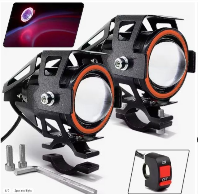 U7 LED Auxiliary Bright Motorcycle Angel Eyes Headlight Universal Moto Auxiliary Mini LED Driving Lamp Ith Switch