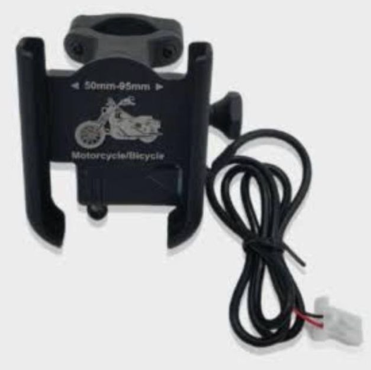 Universal Motorcycle Mobile phone Holder with charger for bike/car Black