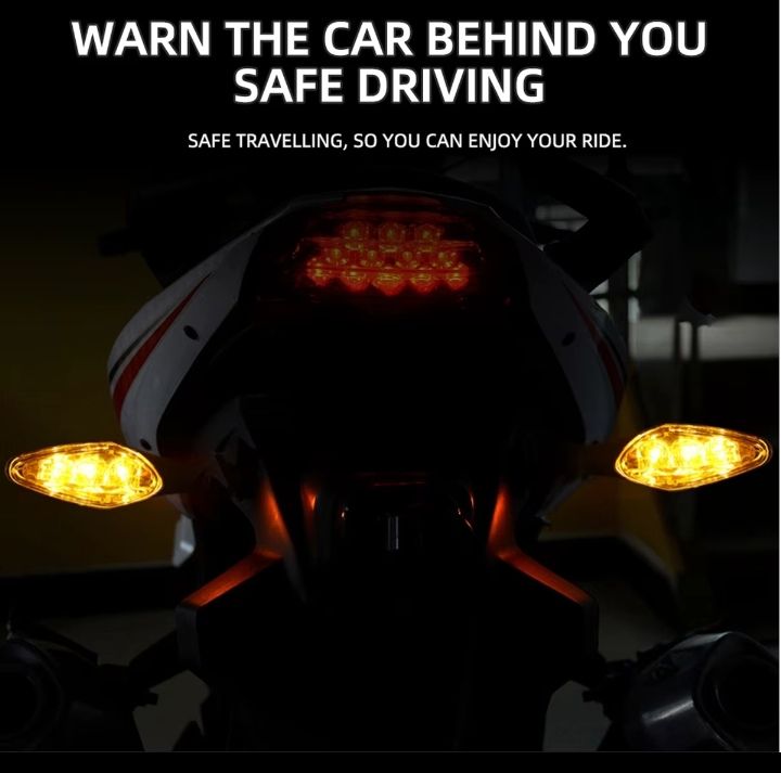 4Pcs LED Motorcycle Turn Signal Light 3 LED Flashers Waterproof Amber Blinker Indicator Motorbike Front Rear