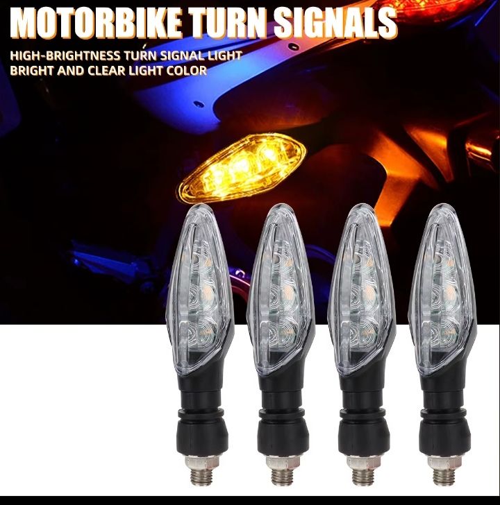 4Pcs LED Motorcycle Turn Signal Light 3 LED Flashers Waterproof Amber Blinker Indicator Motorbike Front Rear