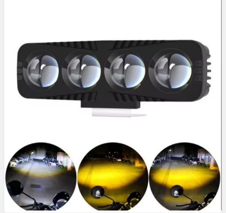 Motorcycle 4 Lens Led Headlight Spotlights High Brightness Motorcycle Driving Light Fog Lamp Motorbike Scooter Running Lamp 12V
