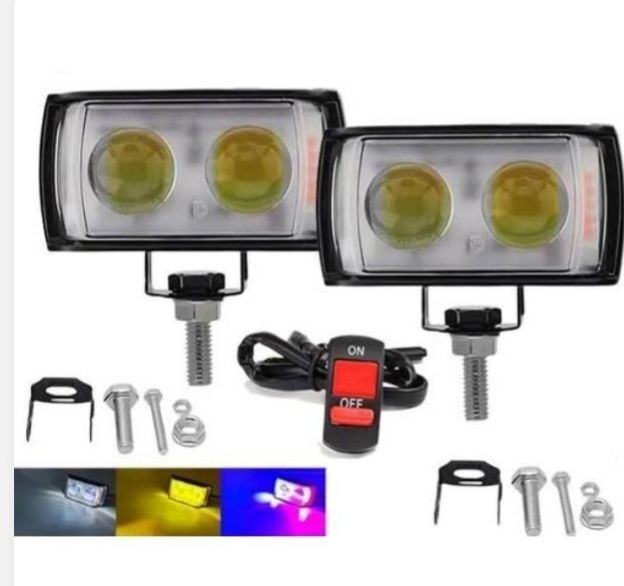 2pcs Motorcycle 2 lens dual fog lights plus switch