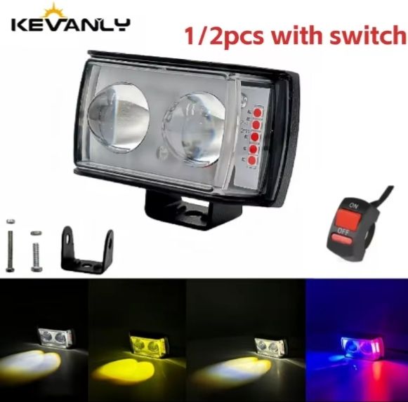 1pcs 2lens Motorcycle LED flasher Driving Fog Light Auxiliary Spotlight 4 Color Light for ATV SUV UTV motorcycle accessories light