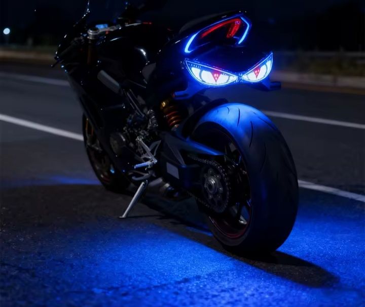 12V Motorcycle License Plate Tail Light Modified Decorative Atmosphere Lamp LED Devil Eye Strobe Single Lights Universal