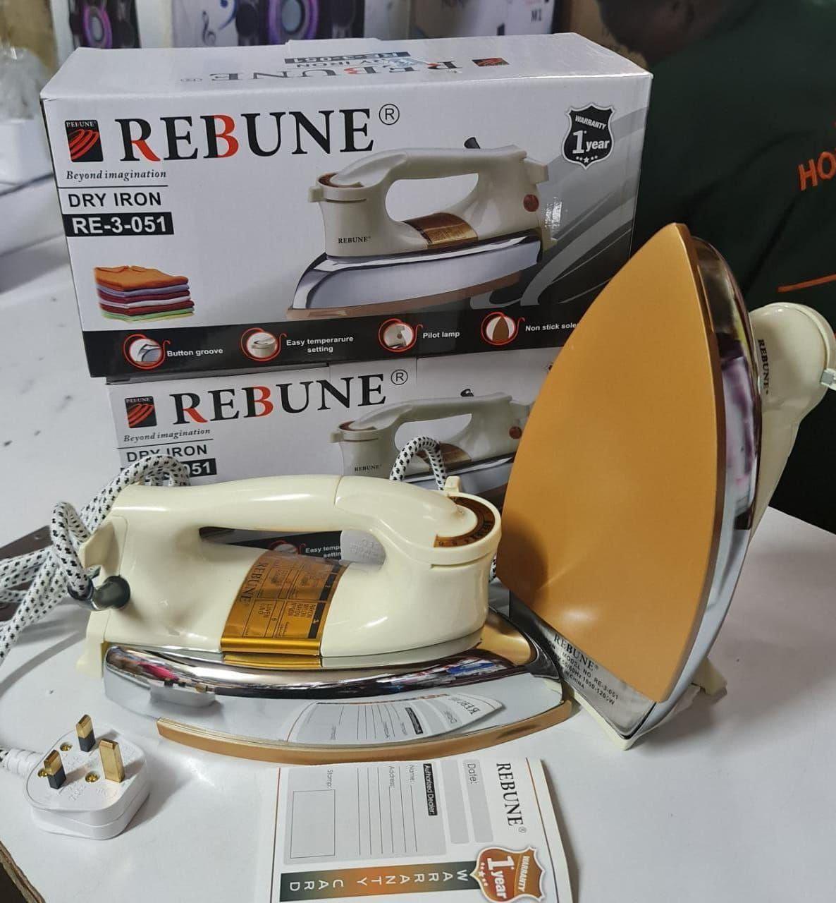 IRON BOX. Rebune Commercial Rebune Dry Iron Box
Non-Stick coating soleplate
Excellent gliding on all fabrics
Full control-overheat safety protection
Easily remove creases