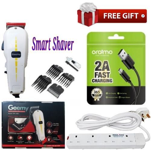 ELECTRIC SHAVERS.Geemy Smart Business Corded Shaving Machine-Kinyozi + Free 4 Way Power Extension Cable & Charging Cable