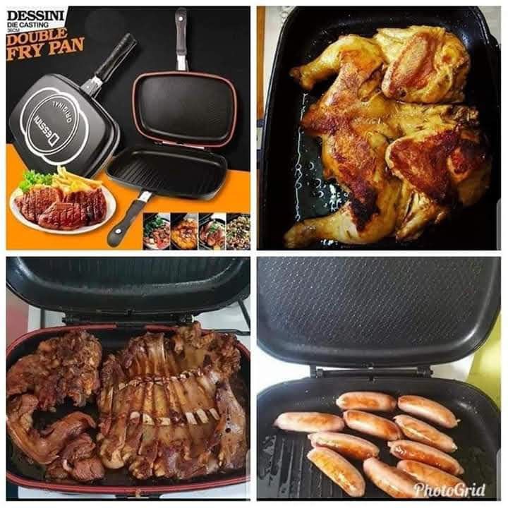 ENJOY WELL COOKED NYAMA CHOMA AT THE CONFORT OF YOUR HOME WITH Dessini Double Pan /Meat Grill Non Stick 36cm PLS COOK AT VERY LOW TEMPARATURES
