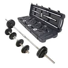50Kg York Adjustable Cast Iron Dumbbell and Barbell Weights Set - Strength Training Equipment Home Gym Fitness