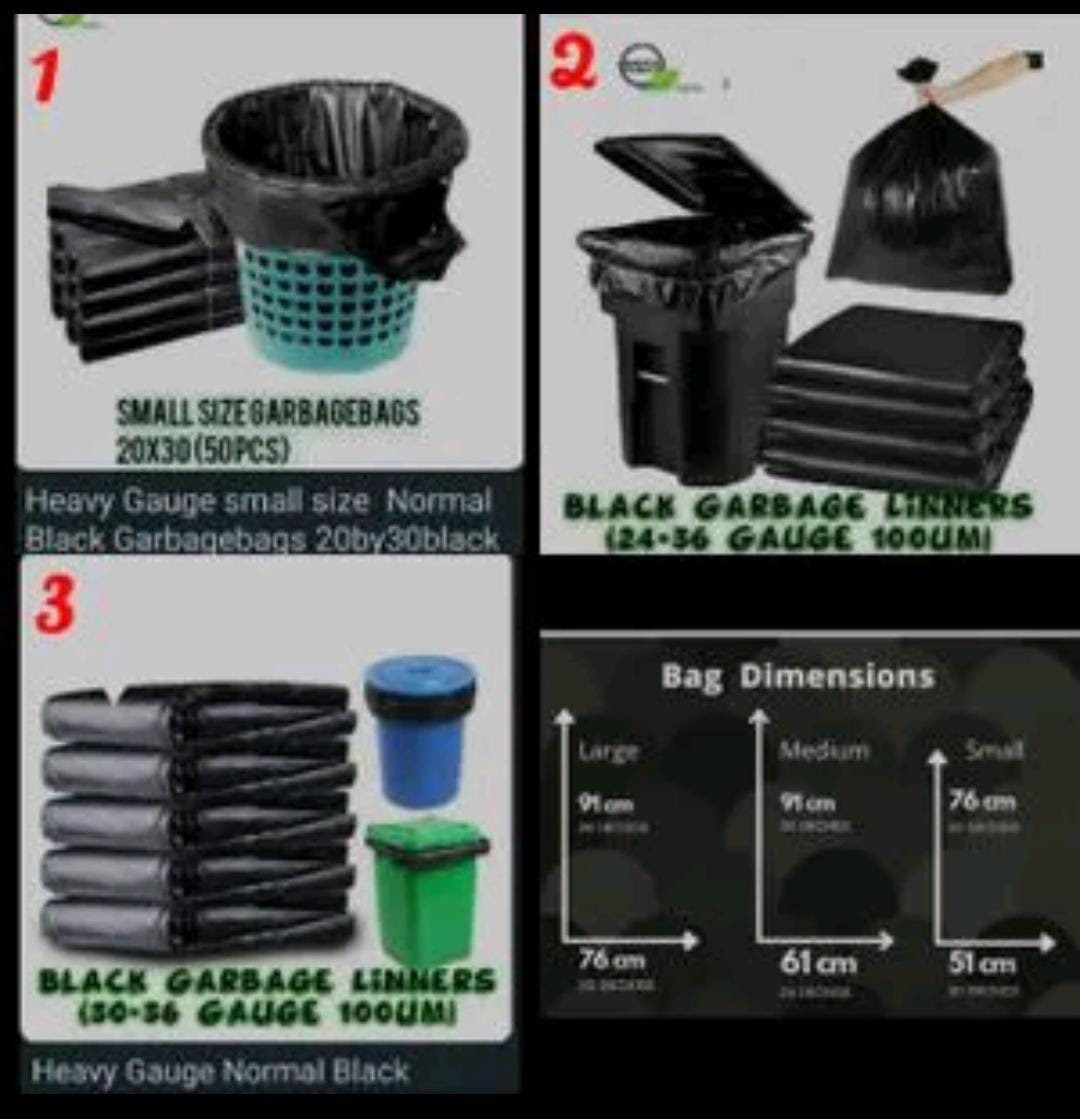 Trash bags,Black Garbage Bags - 50 Pcs Heavy Duty Dustbin Liners (45x60cm) - Strong & Tear-Resistant Rubbish Bags for Home, Office & Kitchen Waste.