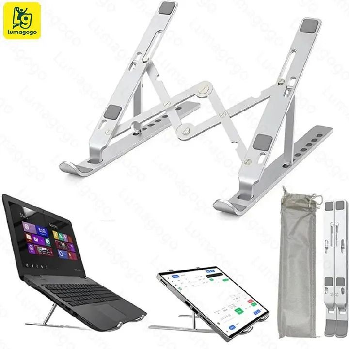 Portable Laptop Stand Support Laptop Bracket Aluminium Notebook Stand Adjustable Tablet Stand Phone Laptop Holder For ipad PC Silver