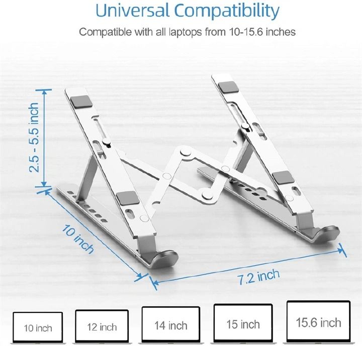 Portable Laptop Stand Support Laptop Bracket Aluminium Notebook Stand Adjustable Tablet Stand Phone Laptop Holder For ipad PC Silver