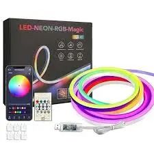 LED Neon RGB-Magic Smart Rope Light – 5M/10M Flexible Snake Light with App & Remote Control, Flexible Music Sync for home ,room, pool, Gaming Room Décor.