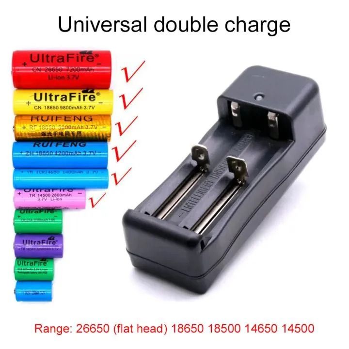 Universal Battery Charger 1/2 Slot Adapter for 18650v Battery Charging 3.7V Smart Close IC jack EU US to 18650 Rechargeable Batteries
