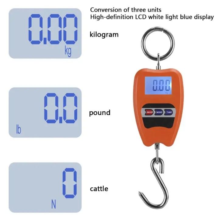New 440lb/200kg Digital Hanging Scale Handheld Mini Crane Scale with Hooks for Farm Hunting Fishing Outdoor