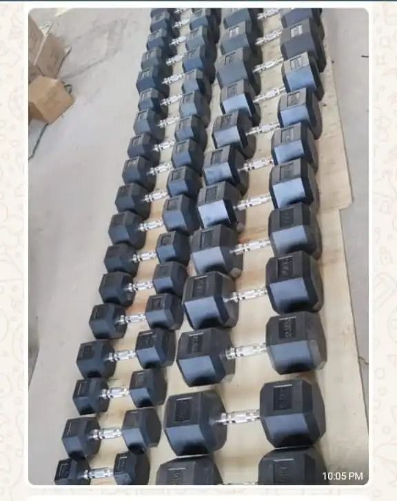 5KG[2.5 by 2.5], 10kg5 by 5 kg][, 20KGS[10kg by 10kg] 30kgs[15kg by 15kg],40kg[20kg by 20kg]Dumbbells - Hexagonal Dumbell Body Building Gym/ Home Work Out Weights ( A Pair)