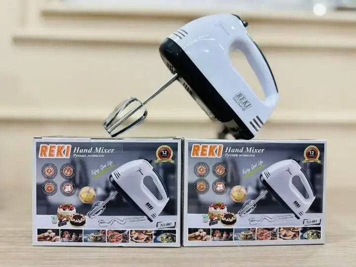 Electric Hand Mixer Reki Hand Mixer Whisk Egg Beater Food Stirrer Grinder Blender Kitchenware Kitchen Tools Utensils Cooking Machine Cookware White