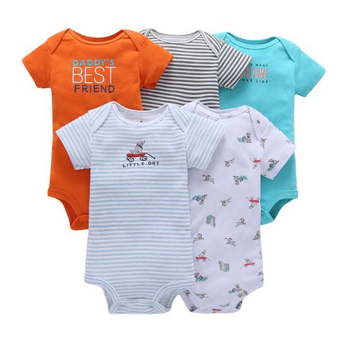 Fashion 5 Pieces Baby Bodysuits/Baby Onesies/Sleepsuit/Romper set offers an adorable and versatile clothing solution for your little one. Made from high-quality, breathable cotton,