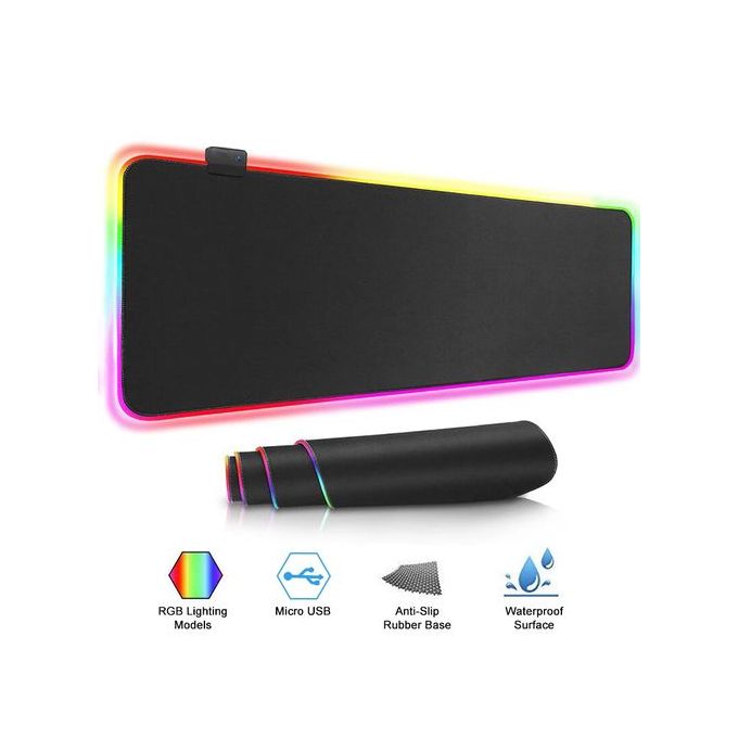 RGB LED Large Extended Computer Keyboard Gaming Mouse Pad, measuring 800x300x3mm. This sleek and stylish mouse pad features vibrant RGB lighting, offering a dynamic and immersive gaming experience