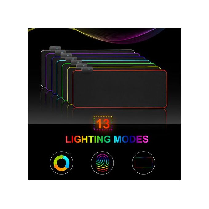 RGB LED Large Extended Computer Keyboard Gaming Mouse Pad, measuring 800x300x3mm. This sleek and stylish mouse pad features vibrant RGB lighting, offering a dynamic and immersive gaming experience