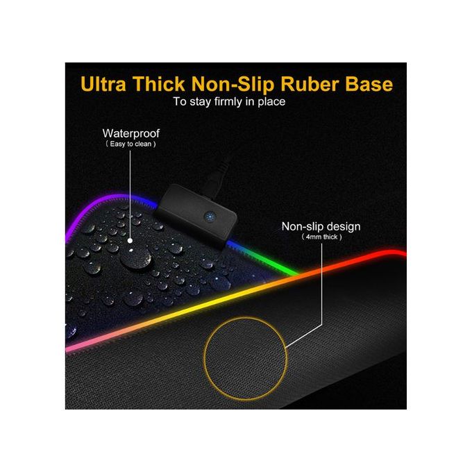 RGB LED Large Extended Computer Keyboard Gaming Mouse Pad, measuring 800x300x3mm. This sleek and stylish mouse pad features vibrant RGB lighting, offering a dynamic and immersive gaming experience