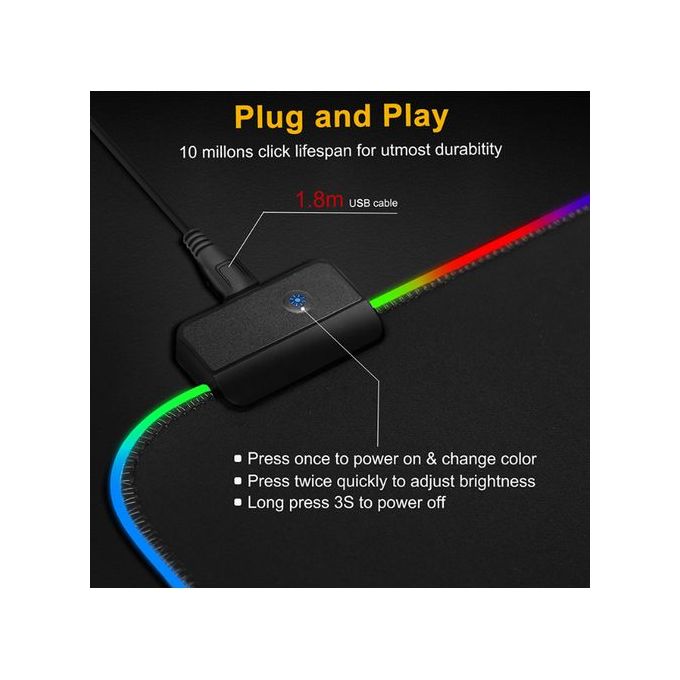 RGB LED Large Extended Computer Keyboard Gaming Mouse Pad, measuring 800x300x3mm. This sleek and stylish mouse pad features vibrant RGB lighting, offering a dynamic and immersive gaming experience