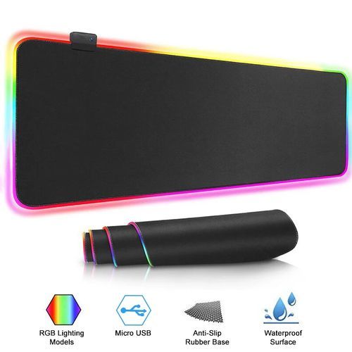RGB LED Large Extended Computer Keyboard Gaming Mouse Pad, measuring 800x300x3mm. This sleek and stylish mouse pad features vibrant RGB lighting, offering a dynamic and immersive gaming experience