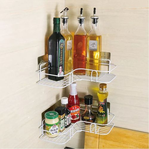1Pcs Corner Shower Rack Shelf Bathroom Storage Organiser Basket Tidy Shelf Black
