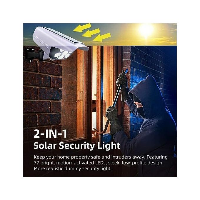 MOTION SENSOR SOLAR POWERED OUTDOOR LED STREET LIGHT WITH MOTION REMOTE CONTROL White 180 W. Solar Light Motion Sensor Dummy Camera CCTV 77 LED SOLAR LIGHT