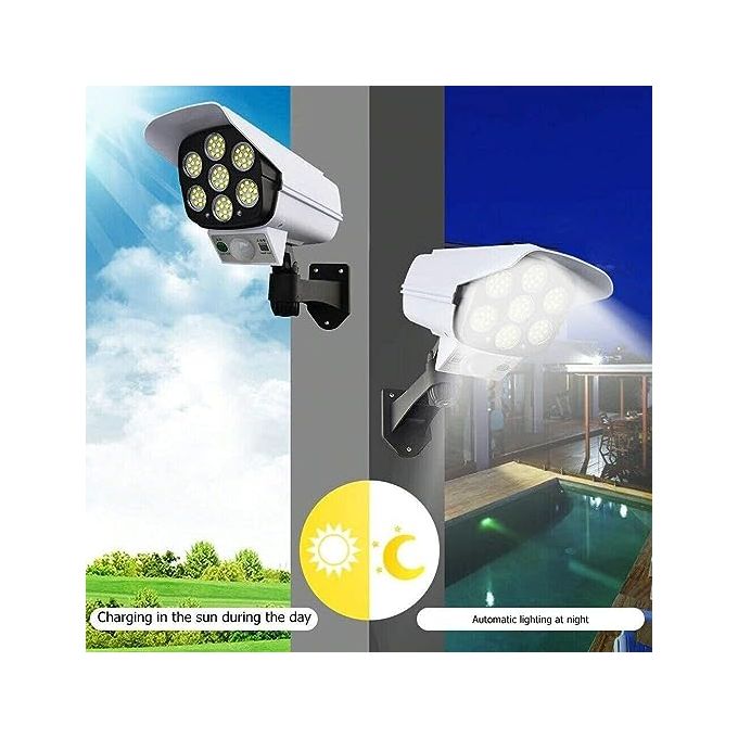 MOTION SENSOR SOLAR POWERED OUTDOOR LED STREET LIGHT WITH MOTION REMOTE CONTROL White 180 W. Solar Light Motion Sensor Dummy Camera CCTV 77 LED SOLAR LIGHT