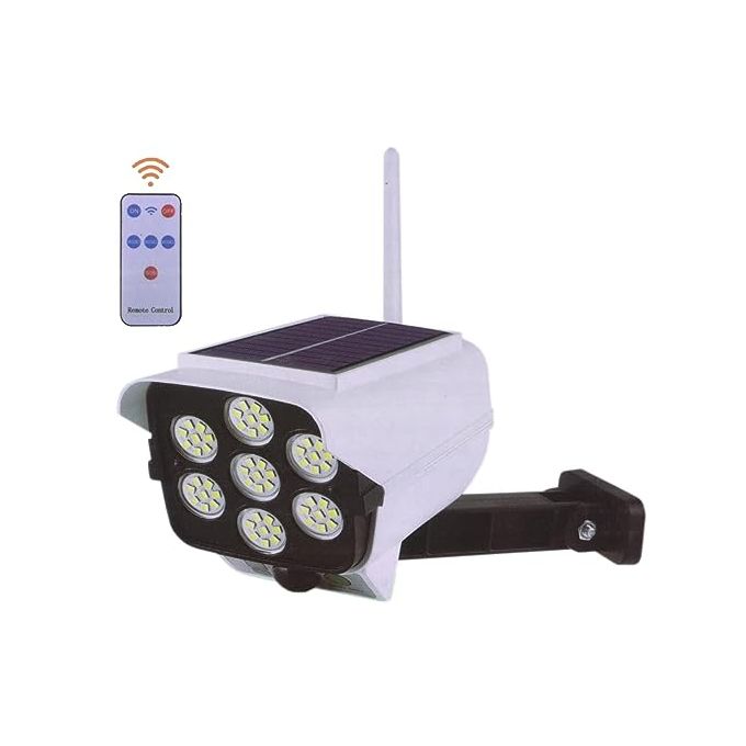 MOTION SENSOR SOLAR POWERED OUTDOOR LED STREET LIGHT WITH MOTION REMOTE CONTROL White 180 W. Solar Light Motion Sensor Dummy Camera CCTV 77 LED SOLAR LIGHT