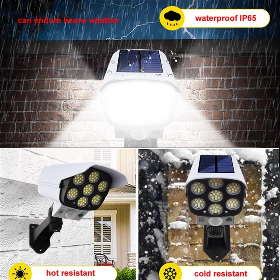 MOTION SENSOR SOLAR POWERED OUTDOOR LED STREET LIGHT WITH MOTION REMOTE CONTROL White 180 W. Solar Light Motion Sensor Dummy Camera CCTV 77 LED SOLAR LIGHT