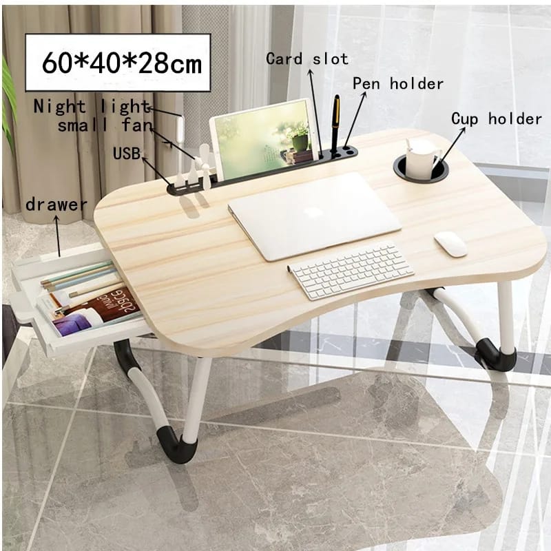 Breakfast Laptop Table/Work Table: A foldable, multi-functional table made from durable MDF, perfect for breakfast in bed, working, or studying, with convenient foldable legs for easy storage