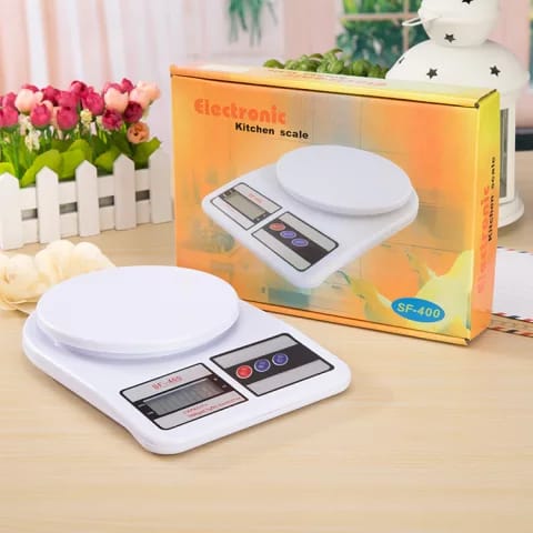 Kitchen Weighing Scale: A digital weighing scale that accurately measures up to 10kg, ideal for cooking, baking, and portion control, and comes with a pair of batteries.