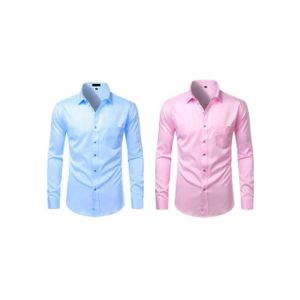 Fashion 3 Pcs Men’s Official Slim Fit Long-Sleeved Cotton Plain Shirt Set – Elegant Pink, White, and Blue Shirts with Button Cuffs for Office Wear, Business Meetings, and Formal Occasions
