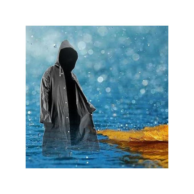 Durable Lightweight EVA Adult Rain Coat – Unisex Hooded Poncho with Snap Buttons & Drawstring, Waterproof Reusable Jacket for Outdoor Travel & Commuting – One Size