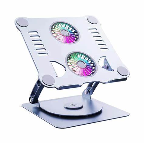 NEW ADJUSTABLE LAPTOP STAND V4.0 WITH COOLING FAN AND 360 DEGREE ROTATING BASE