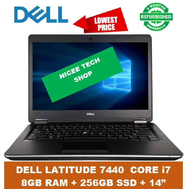 [PROMOTION!] DELL LATITUDE 7440 E7440 INTEL CORE i7 8GB RAM + 256GB SSD 14” Inch Display Laptop  2.7GHz Speed Refurbished Computer Grade A E7440 High Quality Laptops