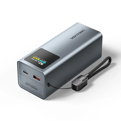 VENTION 20000 mAh POWER BANK FAST CHARGING 100W,AIR TRAVEL FRIENDLY,100W USB-C CABLE TFT DIGITAL DISPLAY